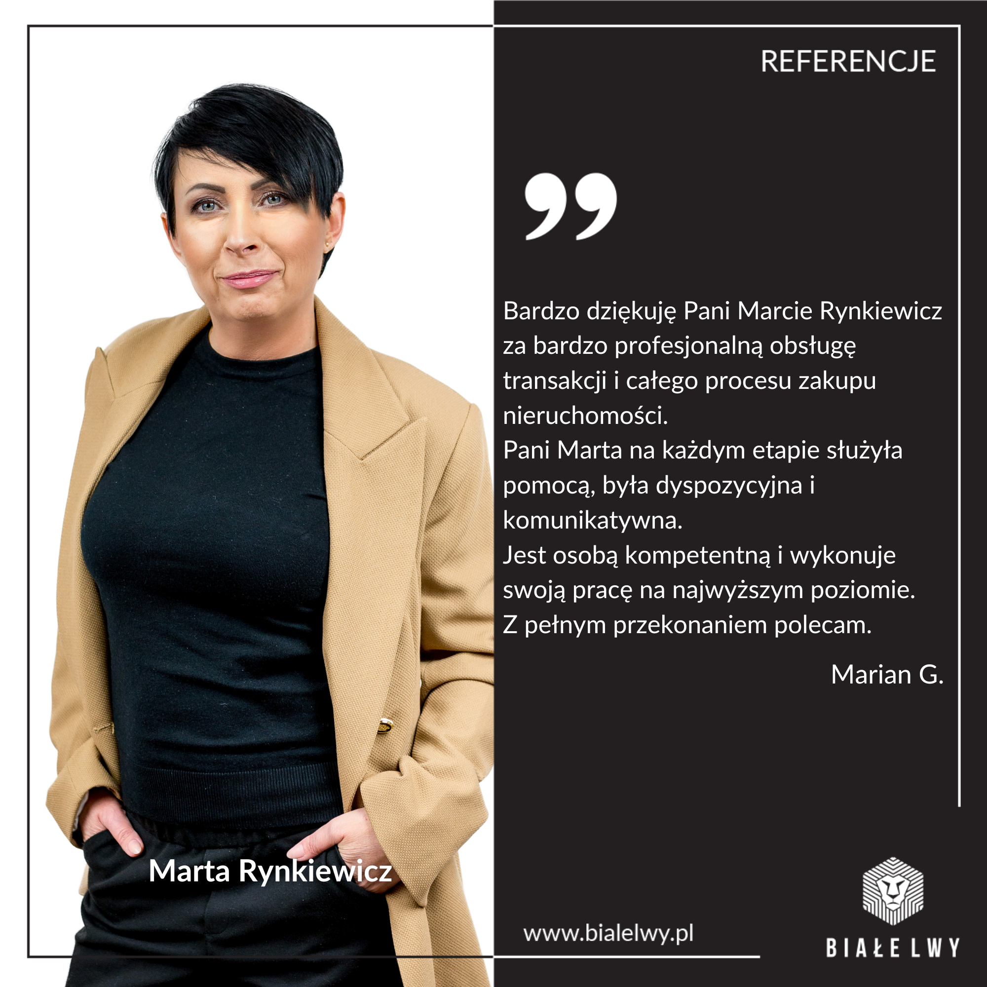 Referencje Marta Rynkiewicz rekomendacja opinia polecenie Białe Lwy